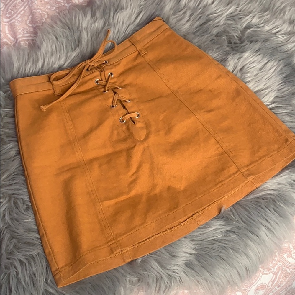 rust orange fall skirt